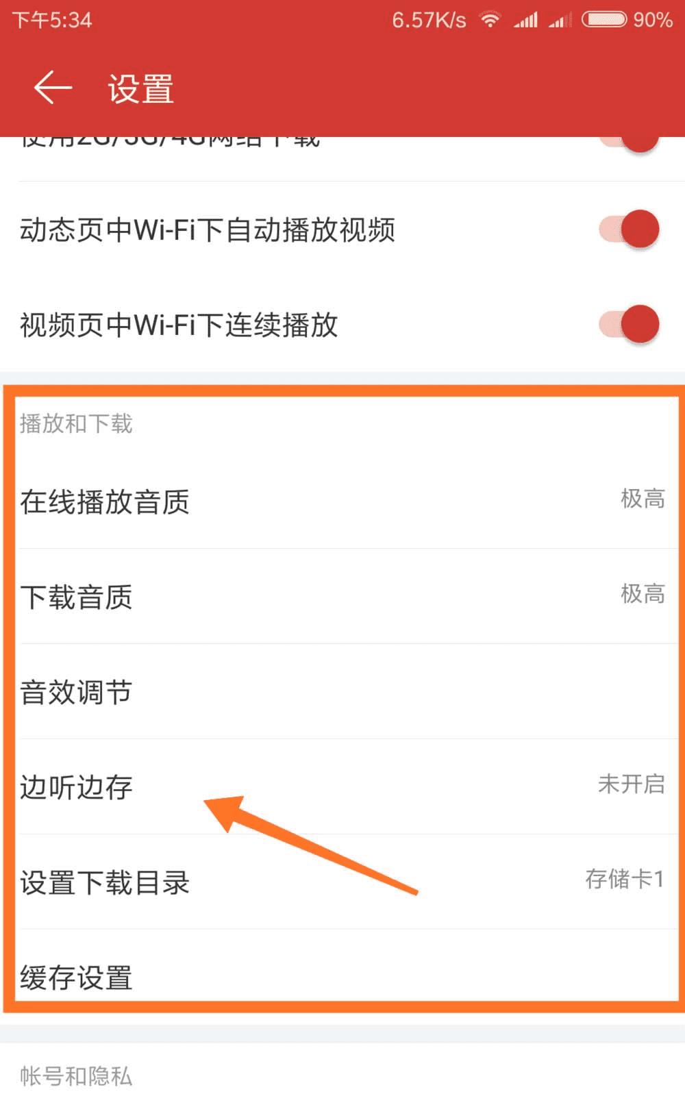 如何在网易云音乐中开启边听边存功能?